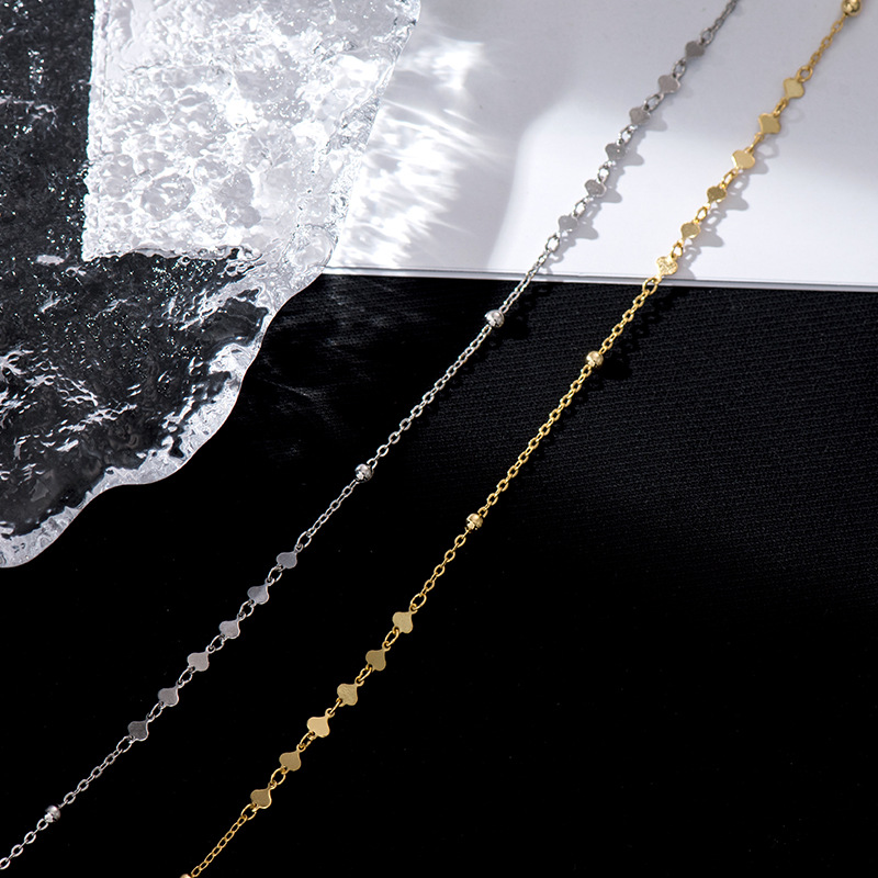 S925 Sterling Silver Heart Plate Anklet - Image 3