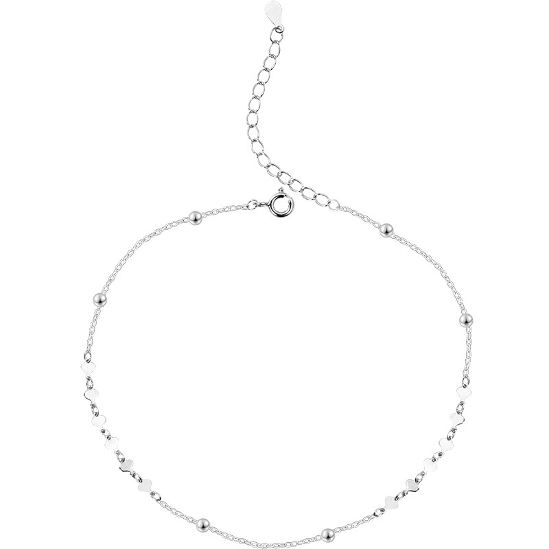 S925 Sterling Silver Heart Plate Anklet - Image 4