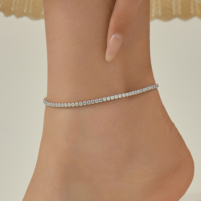 S925 Sterling Silver Full Pavé Anklet
