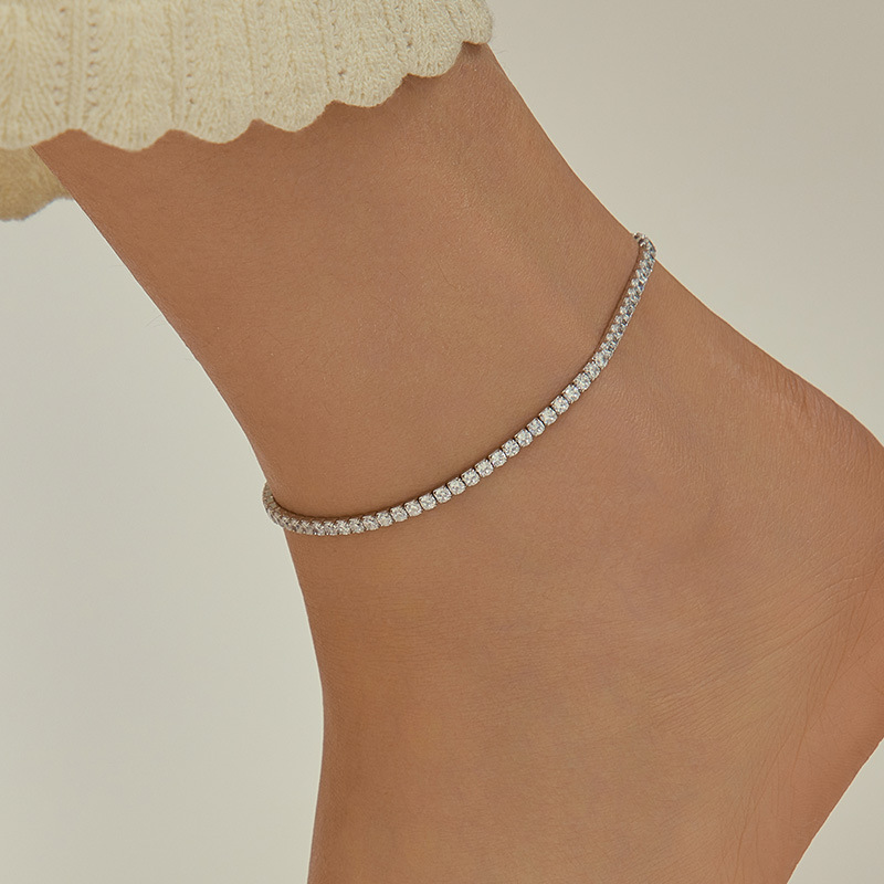S925 Sterling Silver Full Pavé Anklet - Image 3