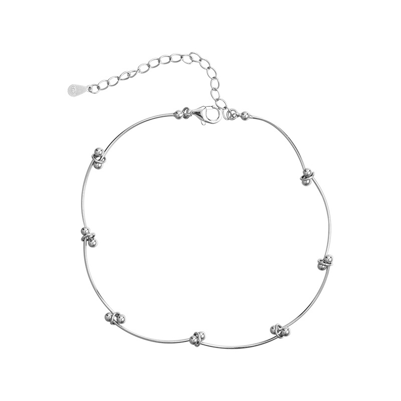S925 Sterling Silver Wave Bead Anklet - Image 4