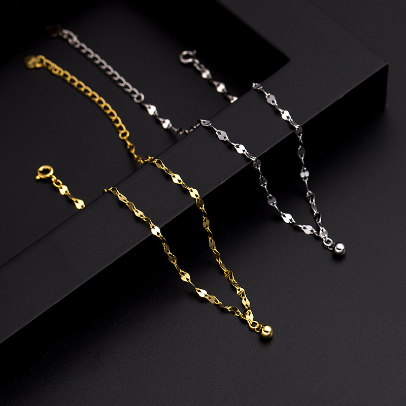 S925 Sterling Silver Beaded Anklet - Image 4