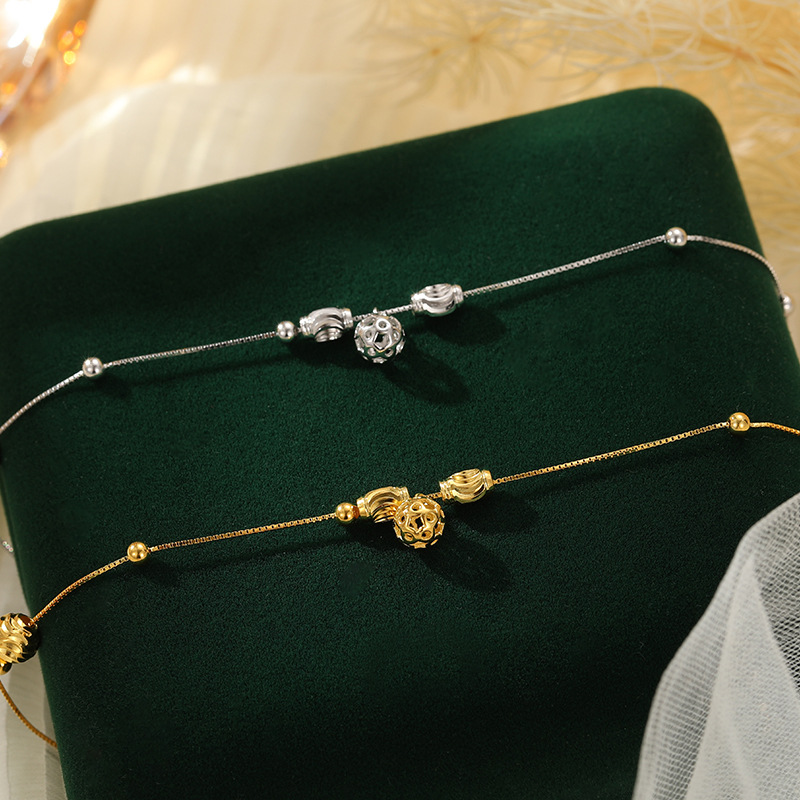 S925 Sterling Silver Openwork Bell Anklet - Image 2