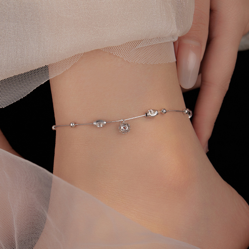 S925 Sterling Silver Openwork Bell Anklet - Image 3
