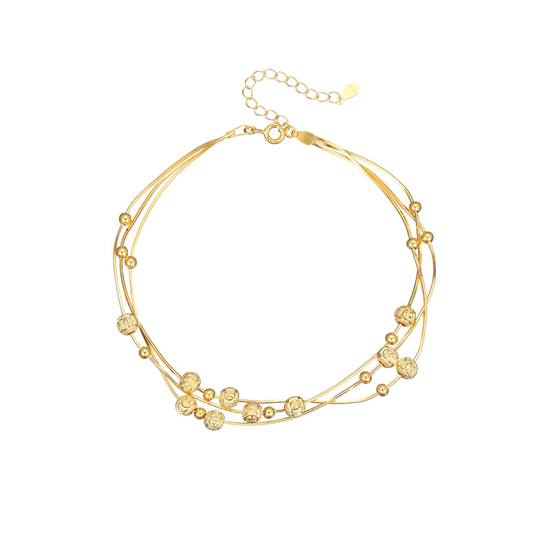 S925 Sterling Silver Carved Bead Anklet - Image 4