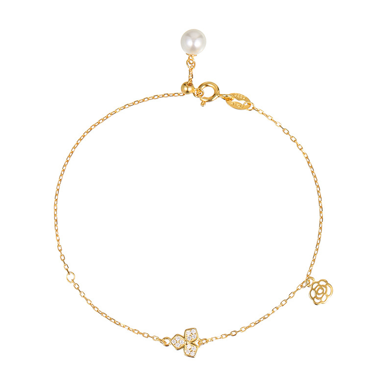 S925 Sterling Silver Micro-Pavé Clover Anklet - Image 4