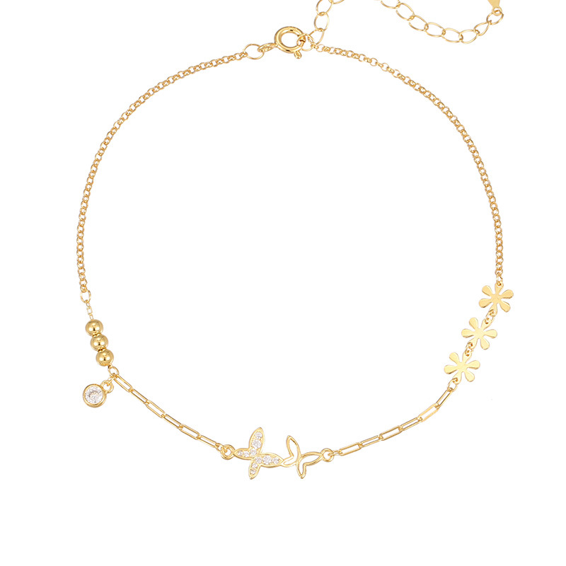 S925 Sterling Silver Diamond-Accented Butterfly Anklet - Image 4