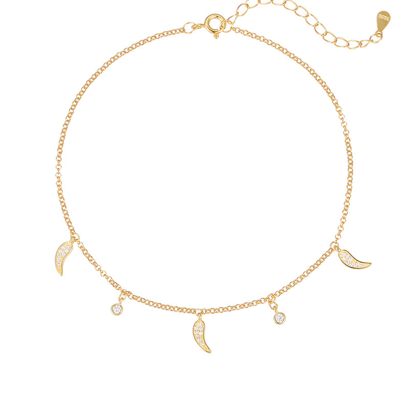 S925 Sterling Silver Chili Pepper Tassel Anklet - Image 4