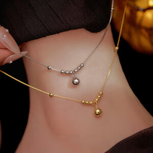 S925 Sterling Silver Lucky Spinning Bead & Bell Anklet