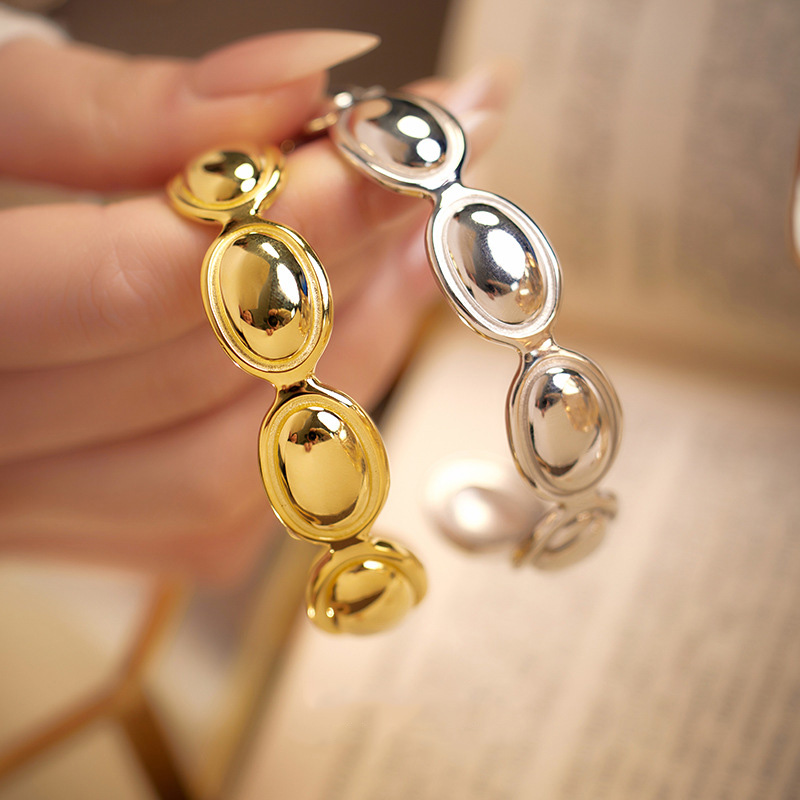 S925 Sterling Silver Oval Bangle