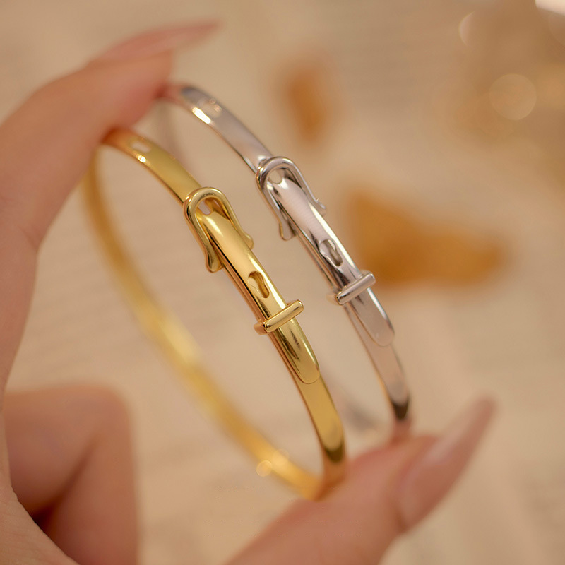 S925 Sterling Silver Leather Strap Buckle Bracelet