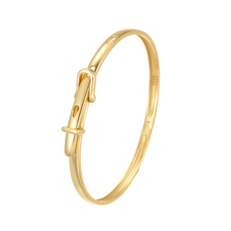 S925 Sterling Silver Leather Strap Buckle Bracelet - Image 4