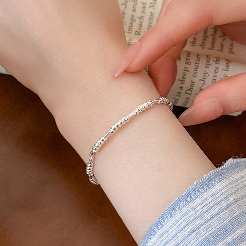 S925 Sterling Silver Braided Twist Plain Silver Bangle