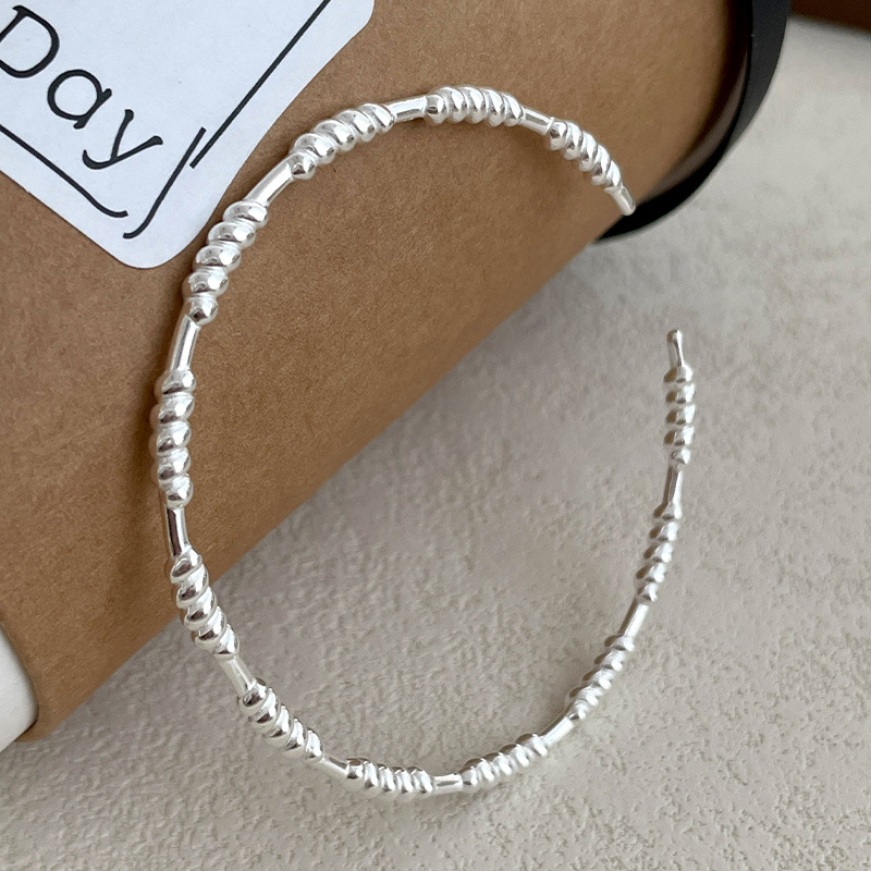 S925 Sterling Silver Braided Twist Plain Silver Bangle - Image 2