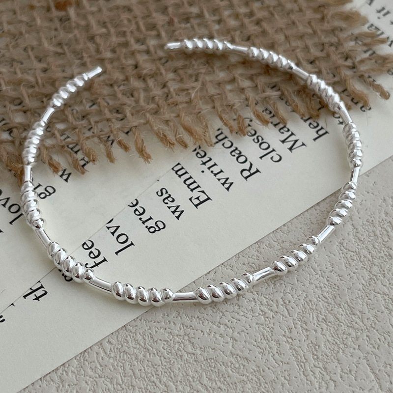 S925 Sterling Silver Braided Twist Plain Silver Bangle - Image 5