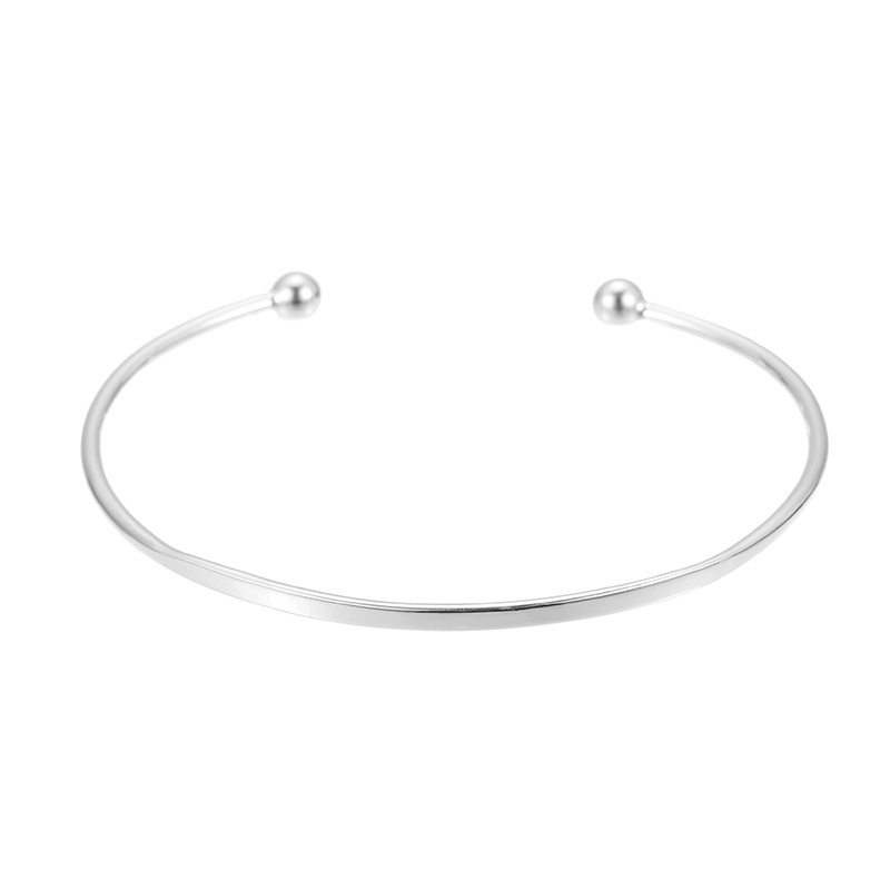 S925 Sterling Silver Minimalist Open Circle Beaded Bangle - Image 4