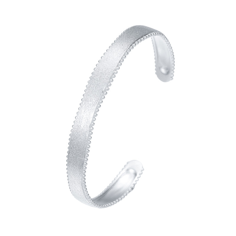 S925 Sterling Silver Brushed Plain Silver Bangle - Image 4