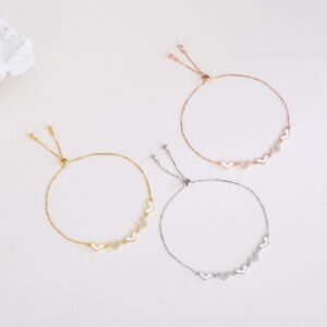 S925 Sterling Silver Diamond-Accented Heart Bracelet