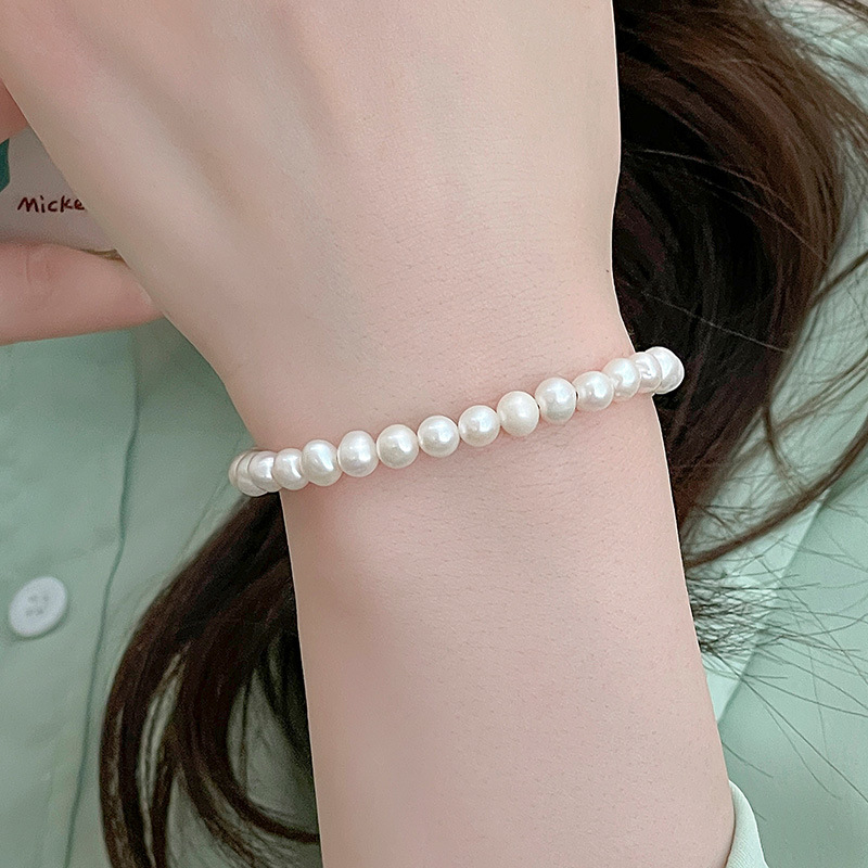 S925 Sterling Silver Natural Freshwater Pearl Bracelet - Image 2