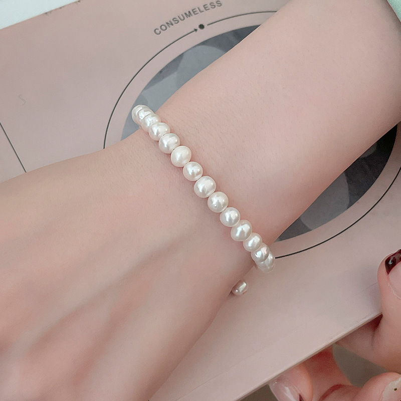 S925 Sterling Silver Natural Freshwater Pearl Bracelet - Image 3