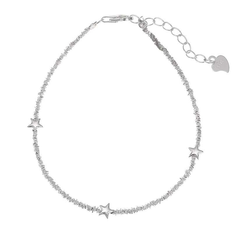 S925 Sterling Silver Crushed Silver Bead Star Bracelet - Image 4