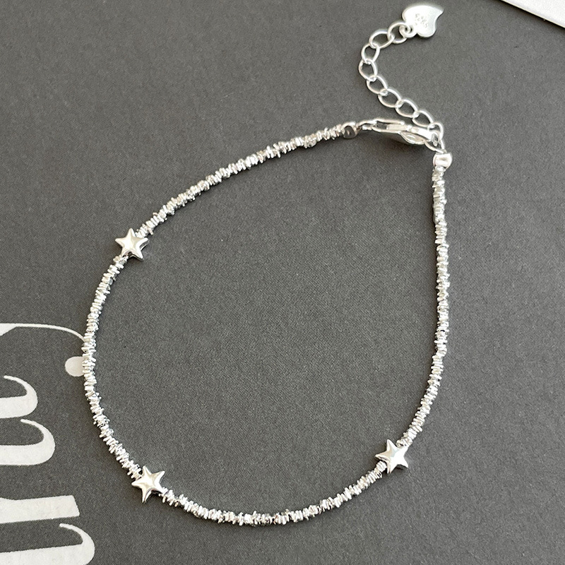 S925 Sterling Silver Crushed Silver Bead Star Bracelet - Image 5
