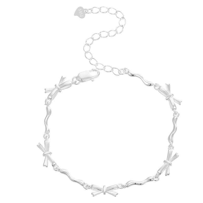 S925 Sterling Silver Sparkling Bow Bracelet - Image 4