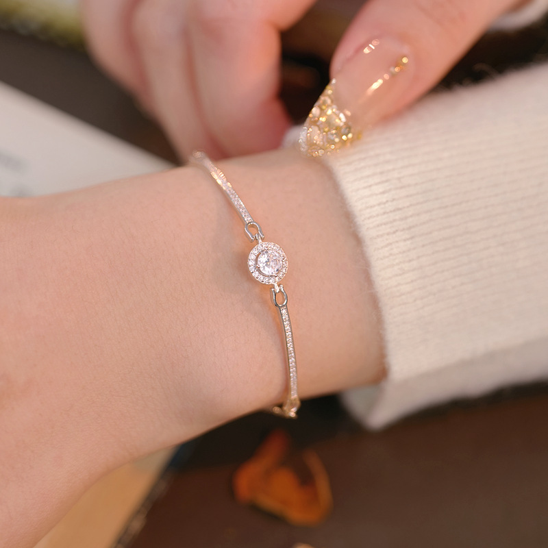 S925 Sterling Silver Zircon Sun Charm Bracelet