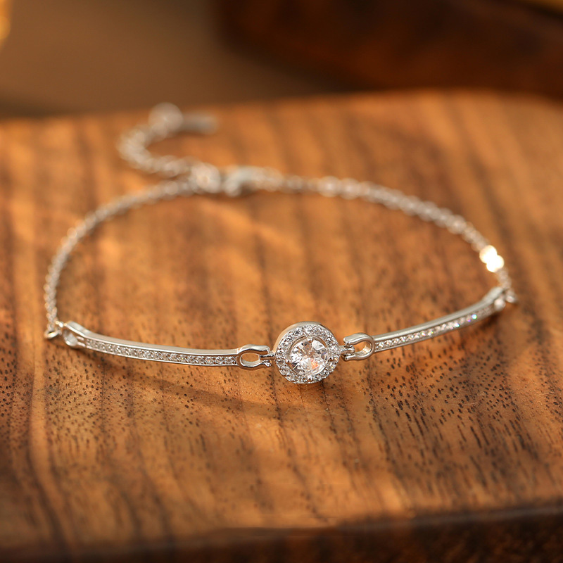 S925 Sterling Silver Zircon Sun Charm Bracelet - Image 2