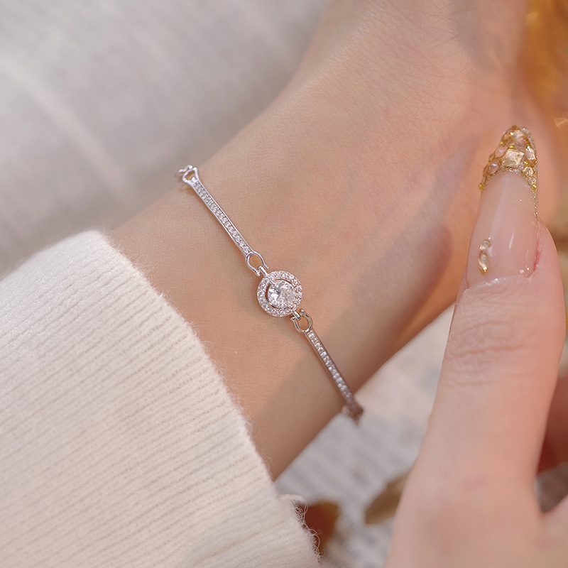 S925 Sterling Silver Zircon Sun Charm Bracelet - Image 3