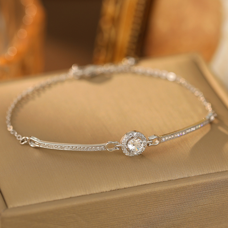 S925 Sterling Silver Zircon Sun Charm Bracelet - Image 5