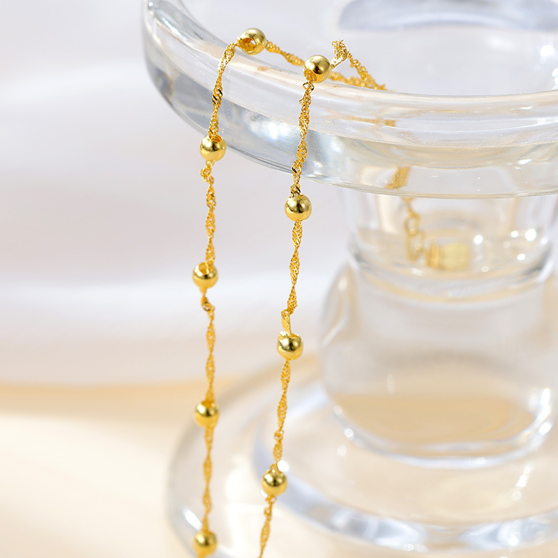 S925 Sterling Silver Minimalist Double Layer Bead Bracelet - Image 2