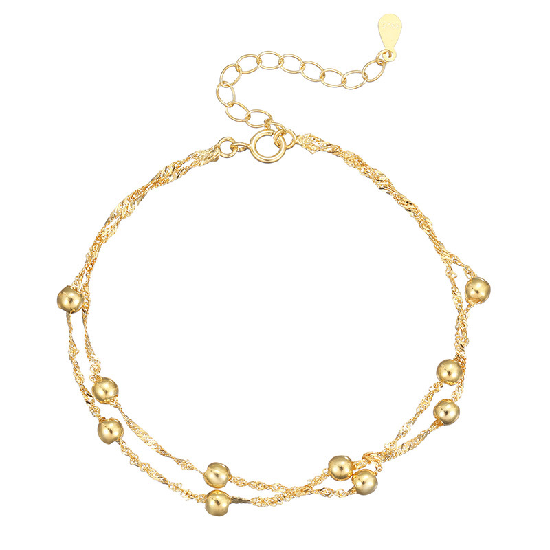 S925 Sterling Silver Minimalist Double Layer Bead Bracelet - Image 4