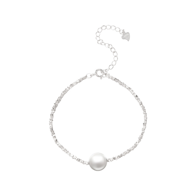 S925 Sterling Silver Crushed Silver Pearl Bracelet - Image 4