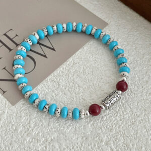 S925 Sterling Silver Vintage Turquoise Bodhi Seed Bracelet
