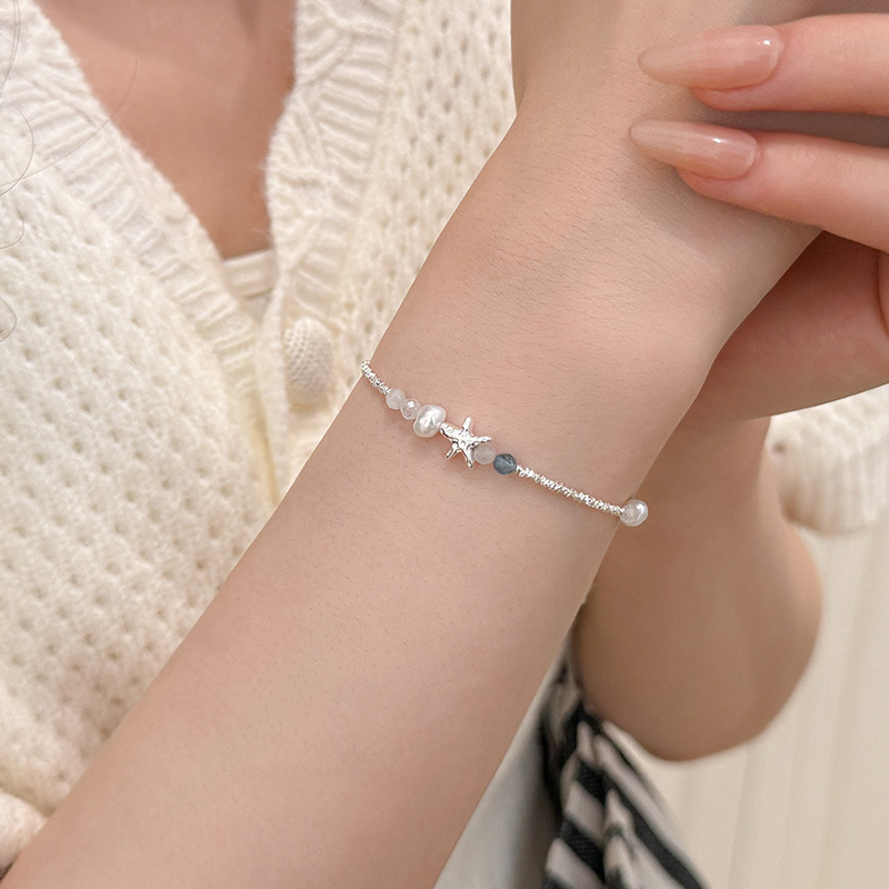 S925 Sterling Silver Summer Starfish Natural Pearl Bracelet - Image 3