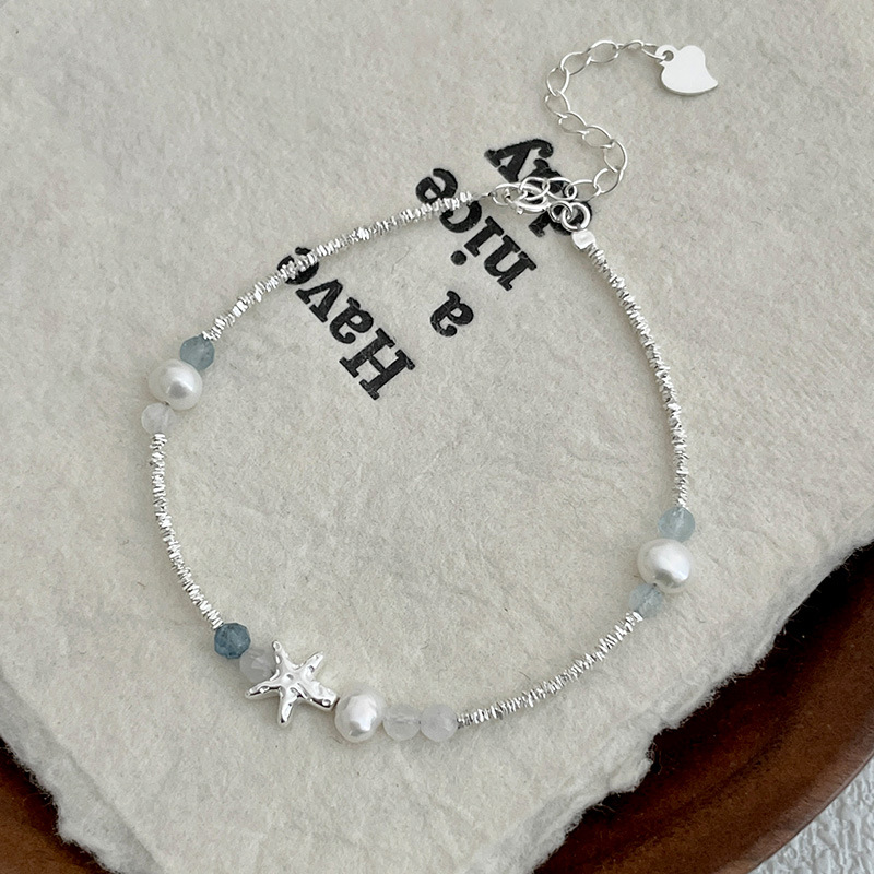 S925 Sterling Silver Summer Starfish Natural Pearl Bracelet - Image 5