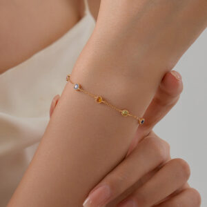 S925 Sterling Silver Colorful Diamond Bubble Bracelet