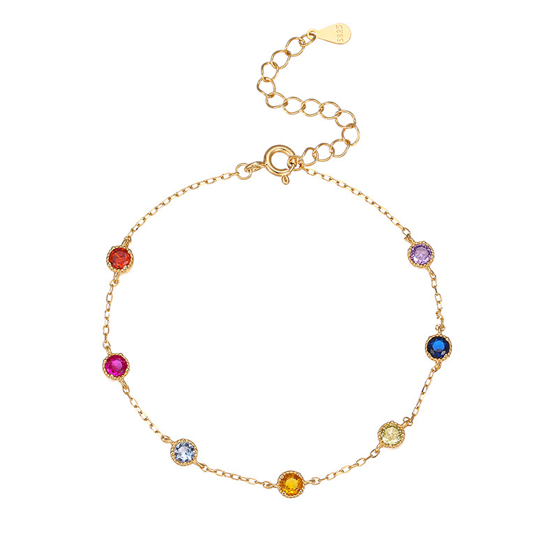 S925 Sterling Silver Colorful Diamond Bubble Bracelet - Image 4