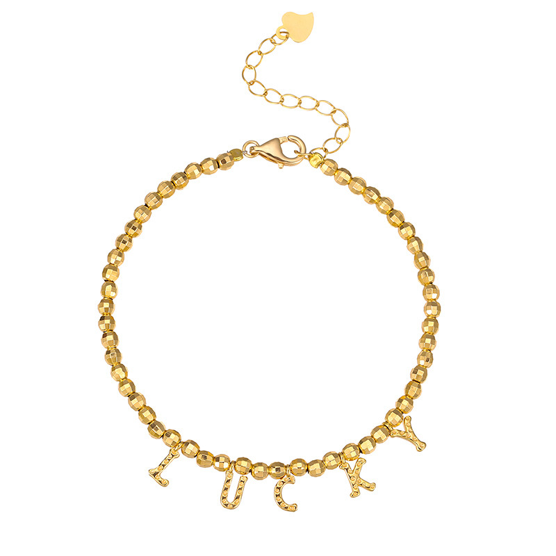 S925 Sterling Silver Laser-Etched Bead Lucky Letter Bracelet - Image 4