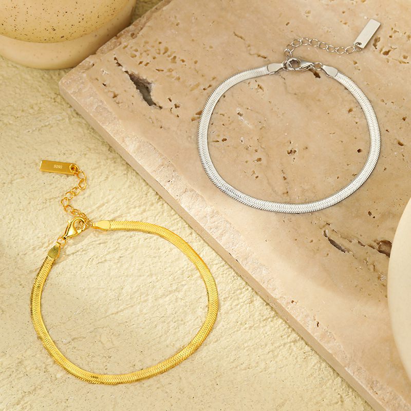 S925 Sterling Silver Minimalist Snake Chain Bracelet - Image 2