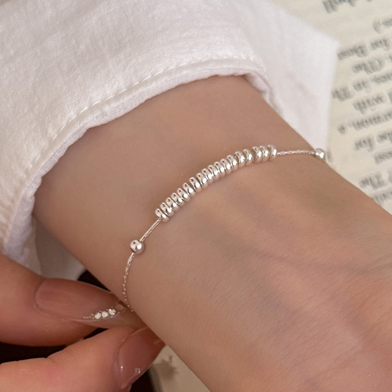 S925 Sterling Silver Plain Silver Coiled Coin Bracelet - Image 2