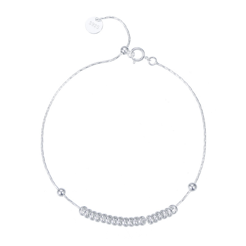 S925 Sterling Silver Plain Silver Coiled Coin Bracelet - Image 4