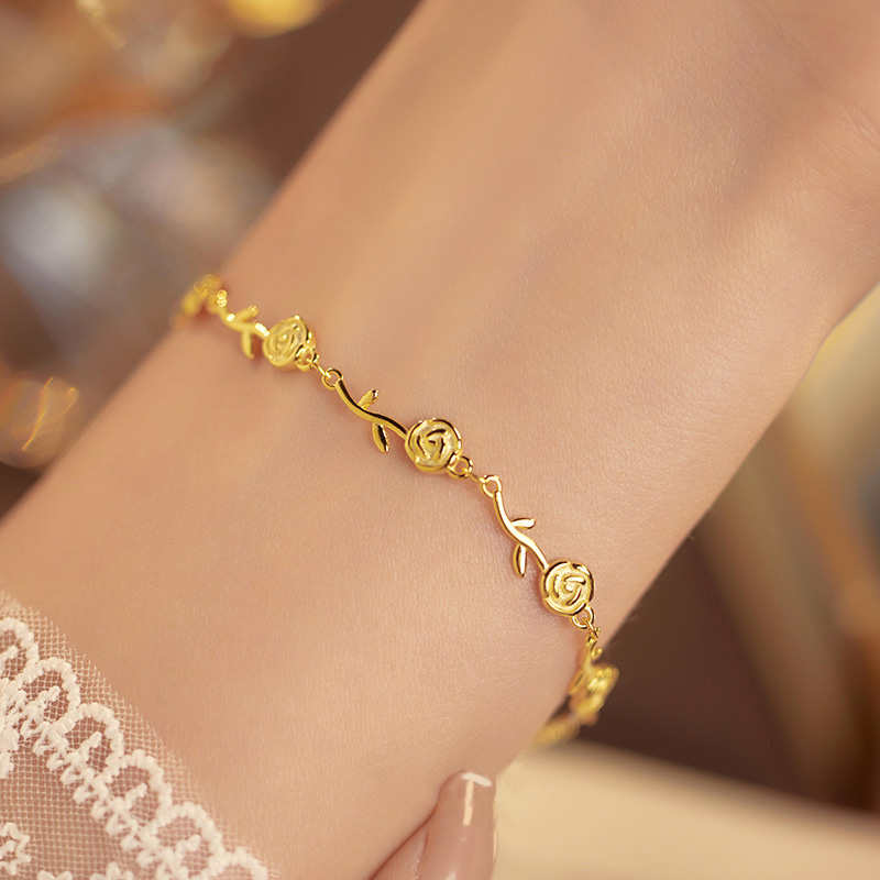 S925 Sterling Silver Rose Flower Bracelet