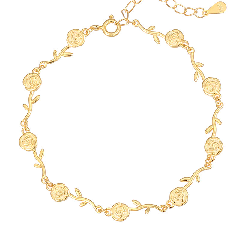 S925 Sterling Silver Rose Flower Bracelet - Image 4