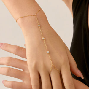 S925 Sterling Silver Bubble Zirconia Finger Chain Bracelet