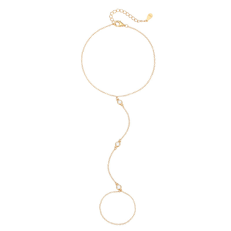 S925 Sterling Silver Bubble Zirconia Finger Chain Bracelet - Image 4