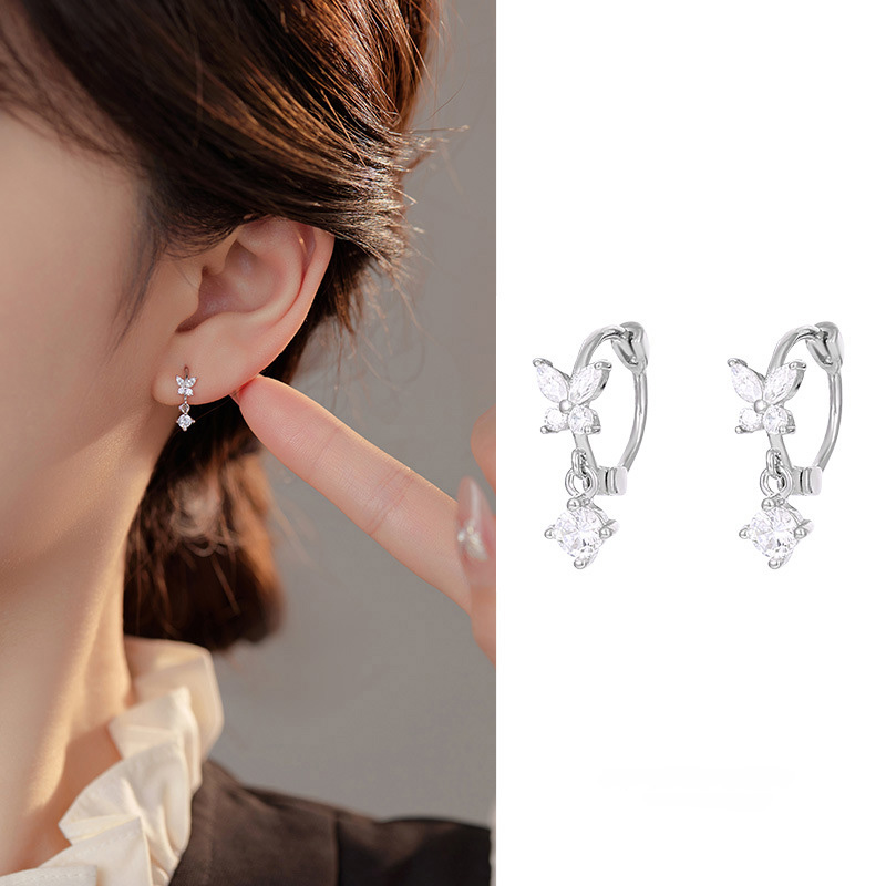 S925 Zircon Butterfly Earrings
