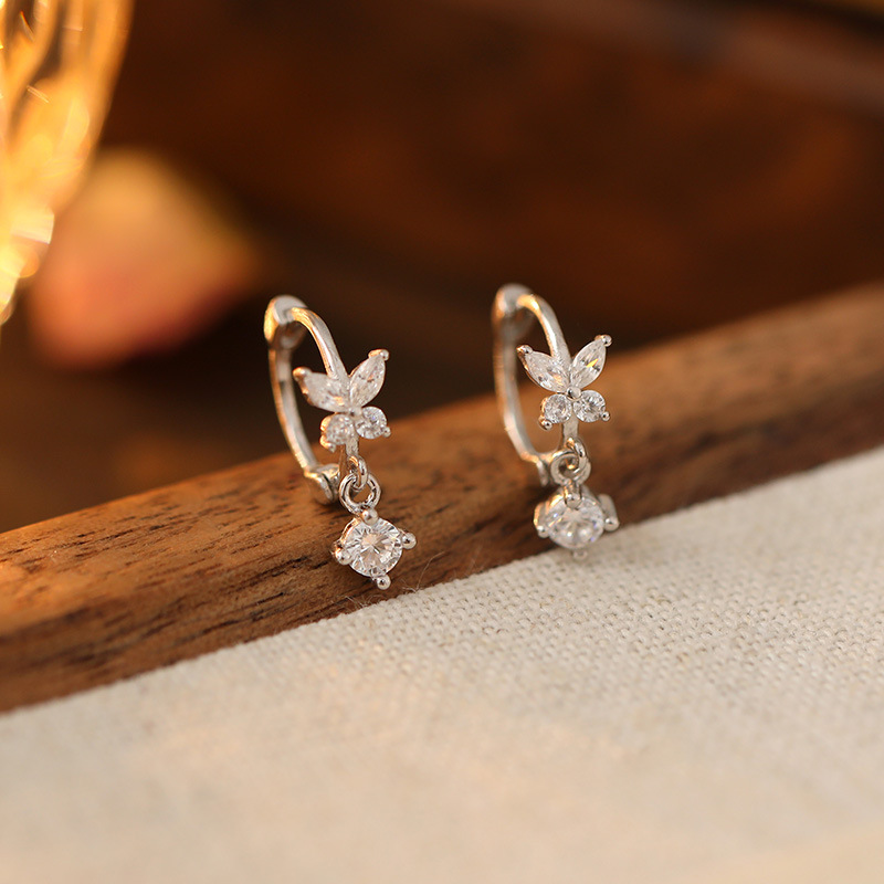 S925 Zircon Butterfly Earrings - Image 2