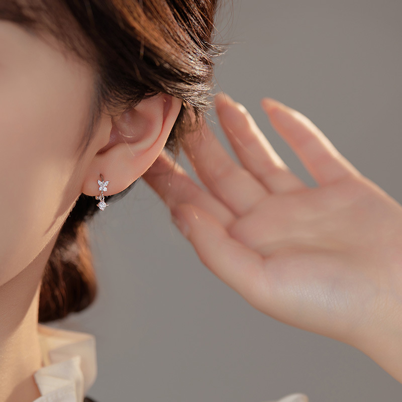 S925 Zircon Butterfly Earrings - Image 3